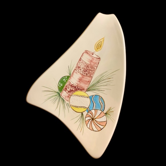 Vintage MCM Charles Houston-California Pottery Christmas Tray - Picture 1 of 2